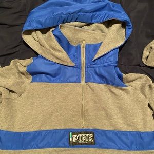 Pink half zip with hood